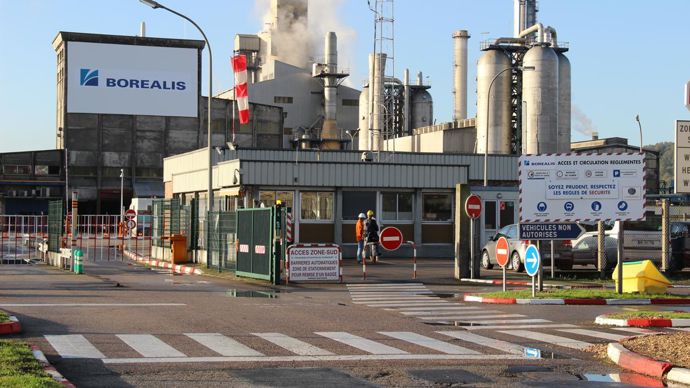 Borealis compte trois sites de production d’engrais azotés en France : Grandpuits, Grand-Quevilly (photo) et Ottmarsheim.